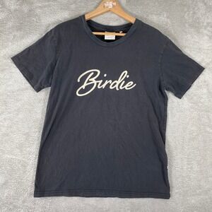 Birds of Condor Shirt Mens Medium Black Birdie Script Organic Cotton Golf Tee